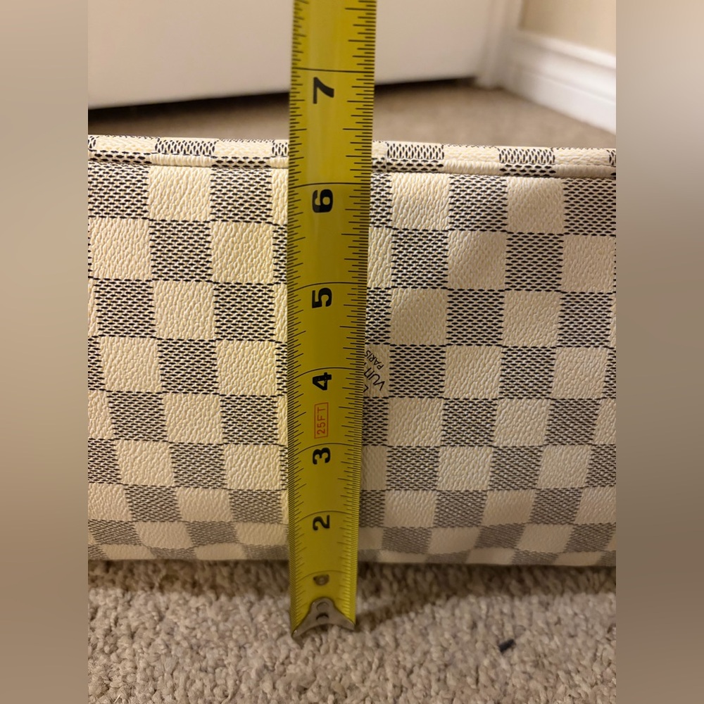 Checkerboard Canvas Handbag in Ivory and Light Gray